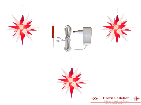 Herrnhuter Sterne-Set "Maxi" A4 weiß/rot